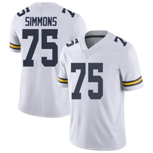Peter Simmons Michigan Wolverines Men's NCAA #75 White Limited Brand Jordan College Stitched Football Jersey RTD5354QW